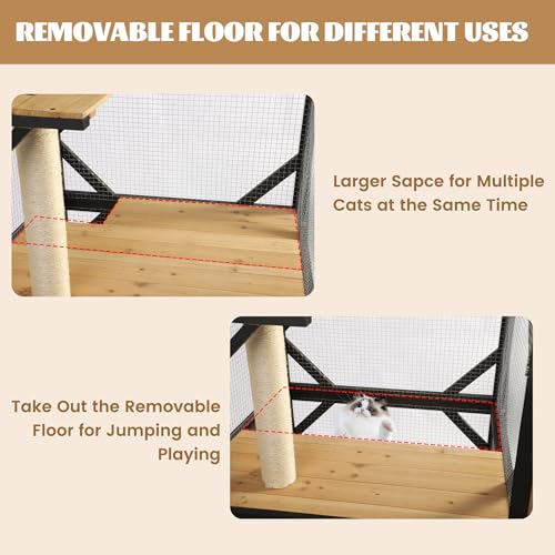 MAGIC UNION 71" Catio Outdoor Cat Enclosure Window Access, 4 Tiers Cats Playpen Catio with Wheels, Resting Box & Waterproof Roof