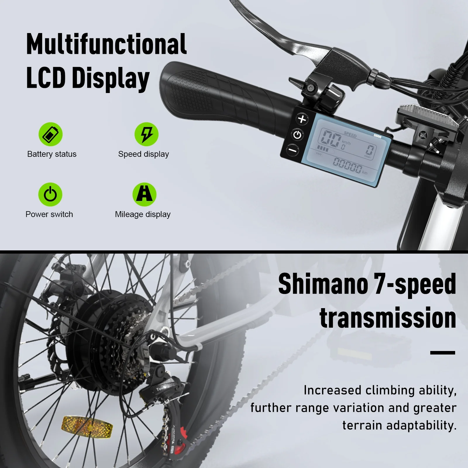 COLORWAY 20鈥漍3.0 Fat Tire Electric bicycles, Foldable Mountain Snow Beach Electric bike ebike with 500W/36V/12Ah Battery, Shimano 7-Speed e bicycle
