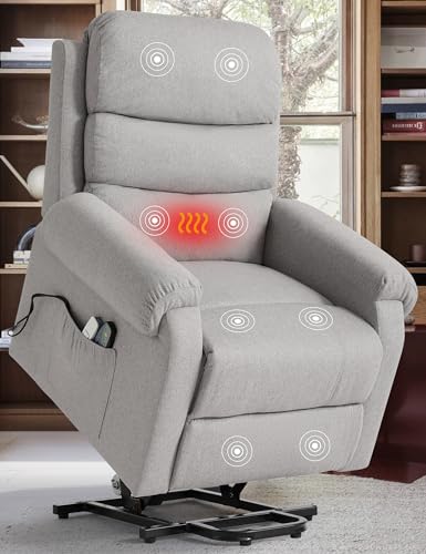 Power Lift Recliner Chair Recliners for Elderly with Heat and Massage Recliner Chair for Living Room with Infinite Position and Side Pocket