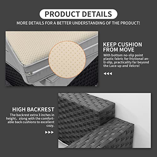Rattaner Patio Wicker Furniture Set 6 Pieces Outdoor HDPE Wicker Conversation Couch Sectional Chair Sofa Set with Grey Cushions