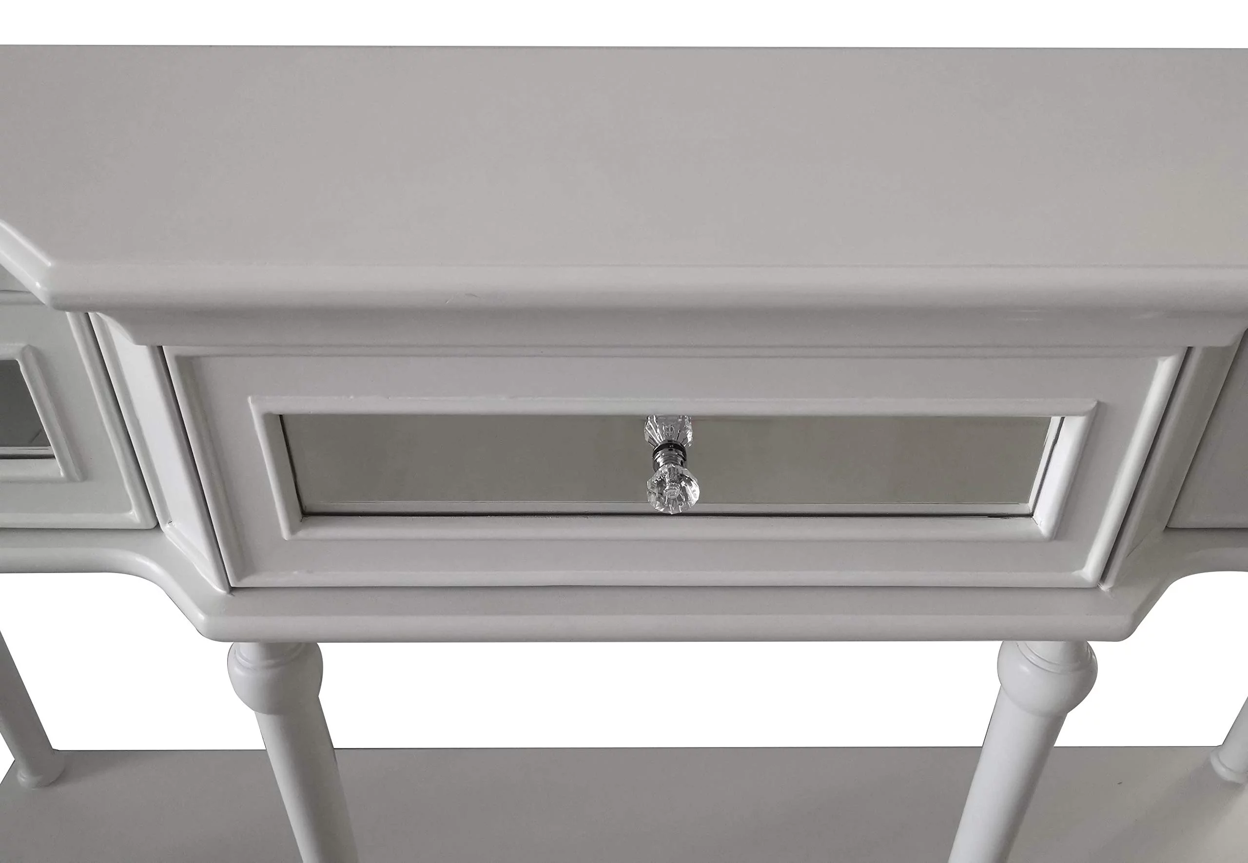 Kings Brand Furniture Modern Console Table with Mirrored Storage Drawers and Lower Shelf, White