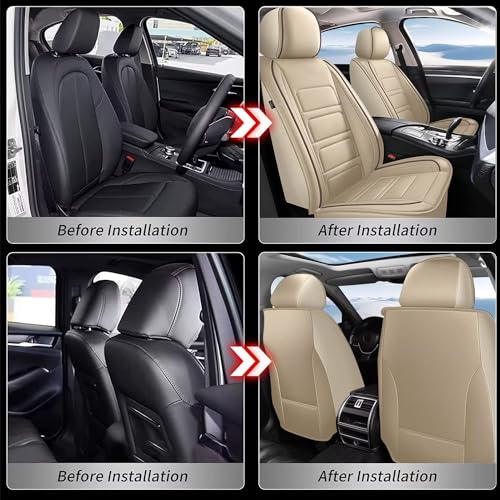 Car Seat Covers Full Set Fit for Subaru Outback 2010-2024 Breathable and Waterproof Faux Leather Anti-Slip Automotive 5 Seat Covers with Airbag