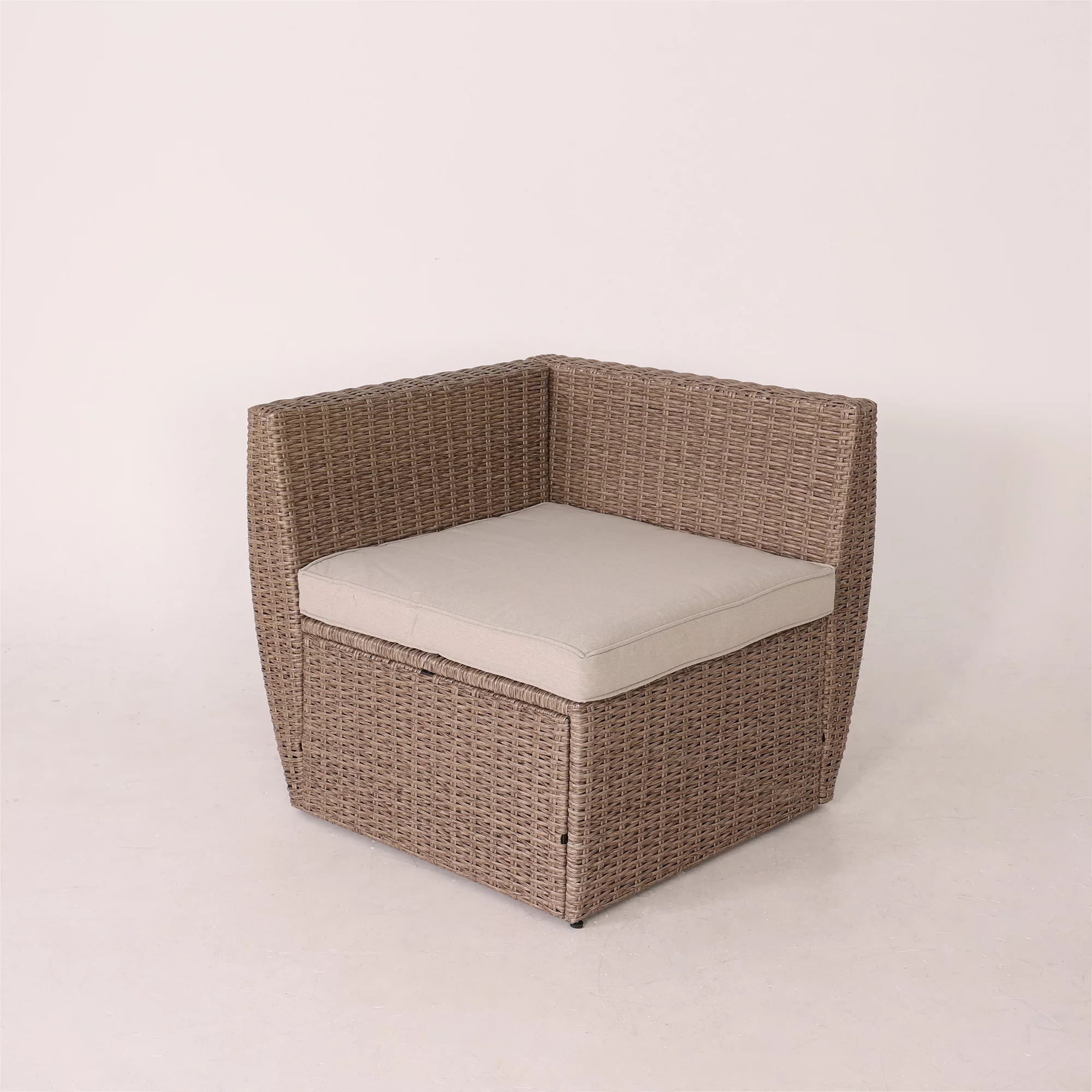 Homrest 7 Pcs Patio Furniture Set, Half-Round Rattan Outdoor Furniture with Cushion and Table, Khaki