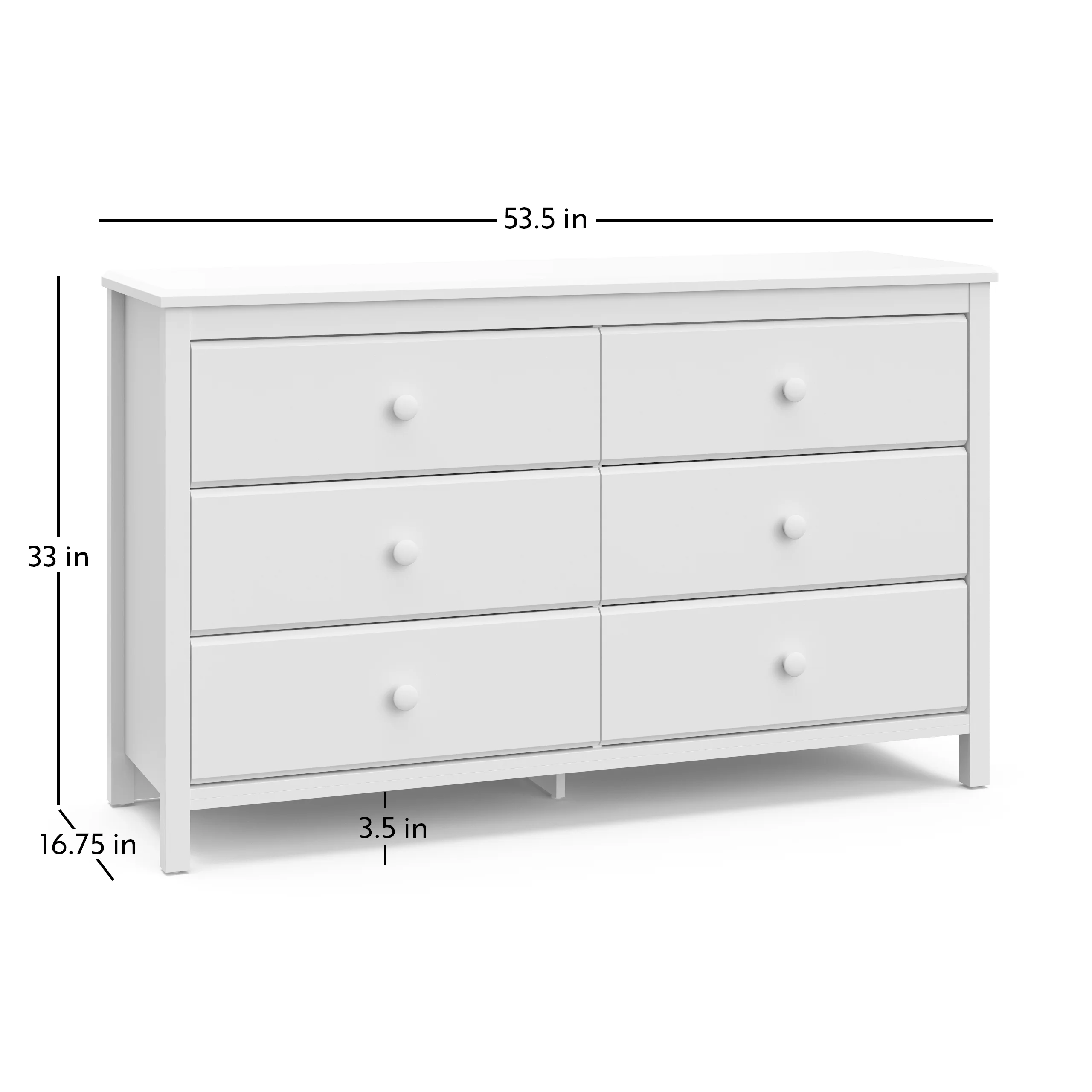 Storkcraft Alpine 6 Drawer Kids Double Dresser, White