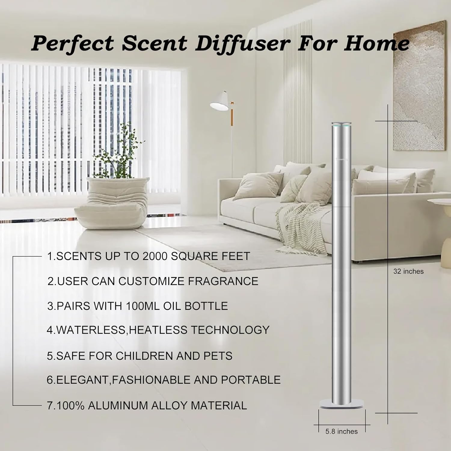 2024 New Smart Bluetooth Luxury Large Height Scent Diffuser for Wholse House,Scent Air Machine for Home,Super Quite,APP Control