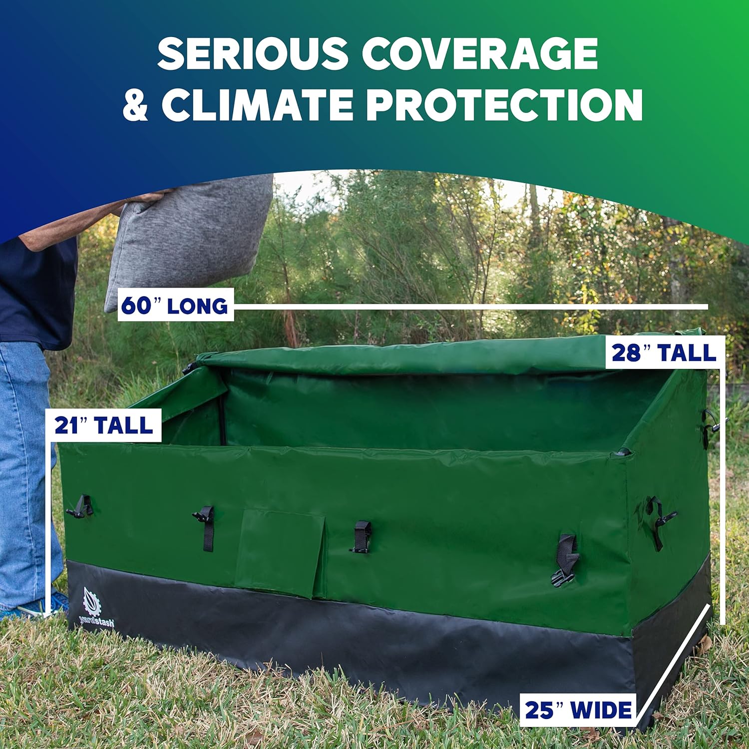YardStash Outdoor Storage Box (Waterproof) - Heavy Duty, Portable, All Weather Tarpaulin Deck Box - Protects from Rain, Wind, Sun & Snow