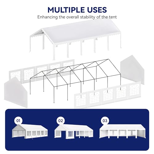 PHI VILLA 20'x16' Outdoor Heavy Duty Party Tent Large Commercial Canopy Wedding Event Shelter with Removable Sidewalls & 3 Storage Bags for Patio
