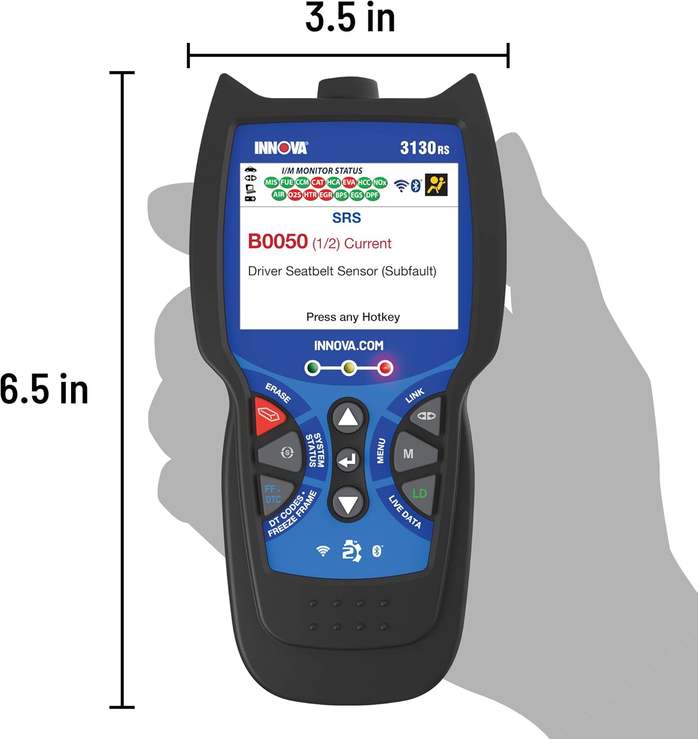 Innova 3130RS OBD2 Scanner/Car Code Reader with ABS, SRS, Live Data, Service Light Reset, and Network Scan