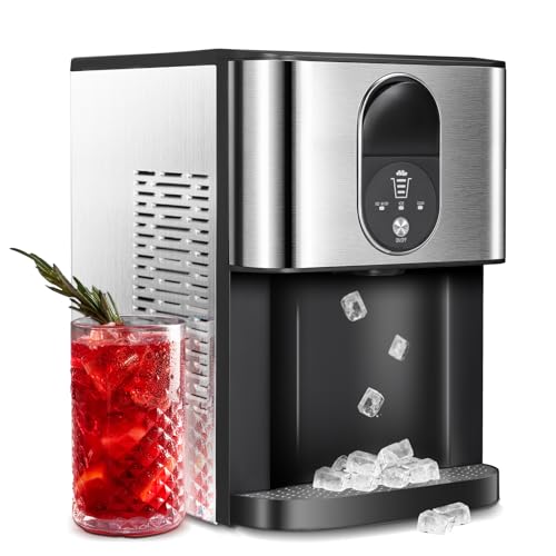 AGLUCKY Countertop Nuggte Ice Maker,Pebble Ice Maker with Self-Cleaning,45lbs/24H,Soft Chewable Ice,One-Click Operation