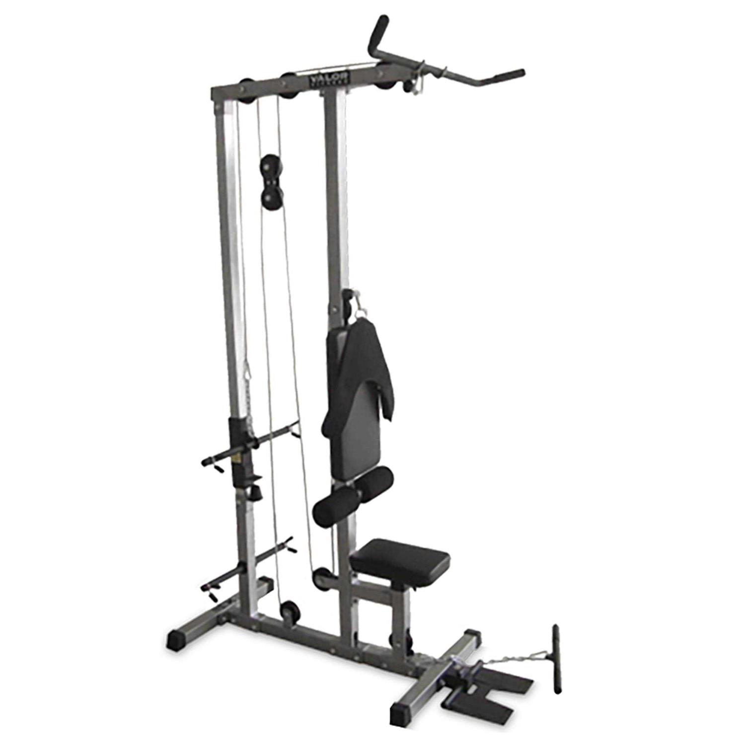 Valor Fitness Lat Pull Down Machine Adjustable Low Row Cable Pulley Exercise Equipment with Attachments - Sports Supplies Online Store