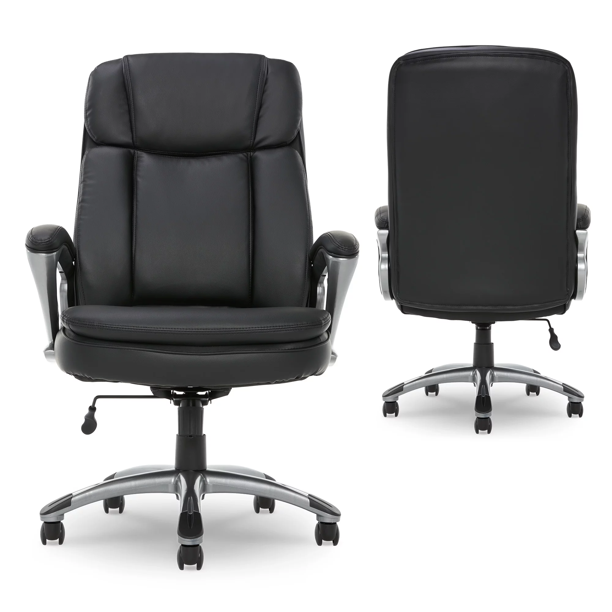 Serta Puresoft Faux Leather Big and Tall Executive Office Chair, Black