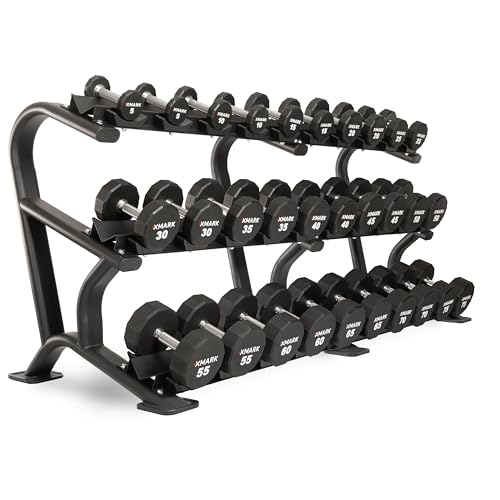 XMARK Dumbbell Weights Sets, 5-50lb and 5-75lb Dumbbell Sets, No Odor, Urethane Dumbbells, Commercial Gym and Home Gym Equipment