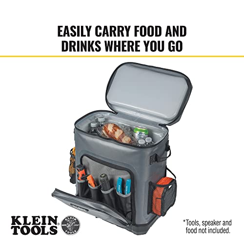 Klein Tools 62810BPCLR Cooler Backpack, 30 Cans Insulated Backpack Cooler, Rugged Bottom, Ideal for Jobsite, Hunting, Camping or Beach