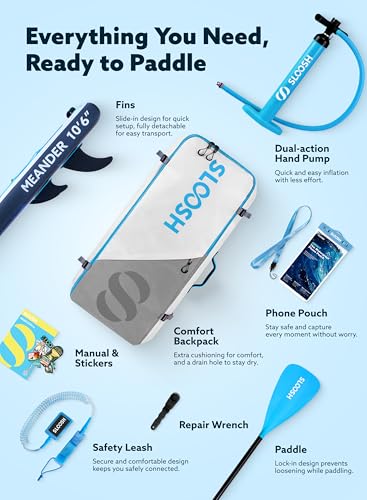 SLOOSH Inflatable Stand Up Paddle Board, 10'6" Inflatable Paddle Boards with Premium Accessories, Non-Slip EVA Deck, Ultra-Light Carry Bag Pump