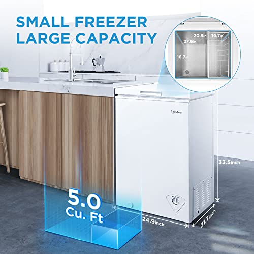 Midea MERC04C4BAWW 3.5 Cubic Feet Chest Freezer, Cu.ft-Convertible, White