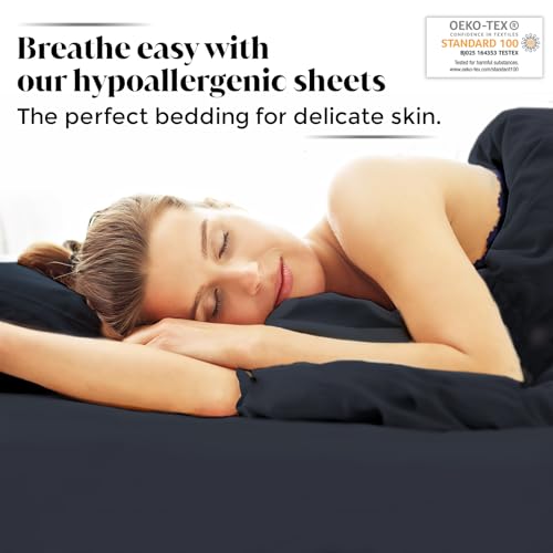 Luxury Bamboo Market | Queen Size Bed Sheet Set | 100% Viscose Made from Bamboo | Organically Grown | Ultra Soft | Cooling Sheets for Hot Sleepers |