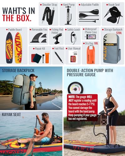 Inflatable Stand Up Paddle Board 12' with Kayak Seat & Dual Paddles &ndash