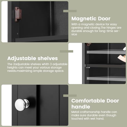 Iwell 67" Tall Bathroom Cabinet, Storage Cabinet with 2 Doors & 1 Drawer, Bathroom Storage Cabinets with Adjustable Shelves, for Living Room