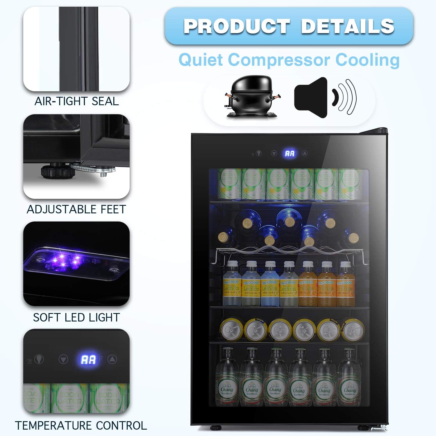 Antarctic Star Beverage Refigerator -120 Can Mini Fridge for Soda Beer or wine,Small Drink Dispenser