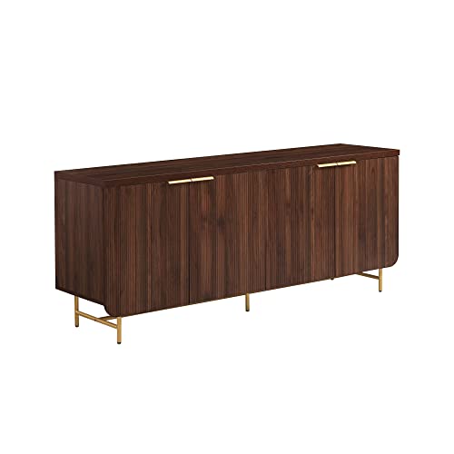 Walker Edison Reema Fluted 4-Door Kitchen Sideboard Buffet Console, 69 Inch, Coastal Oak
