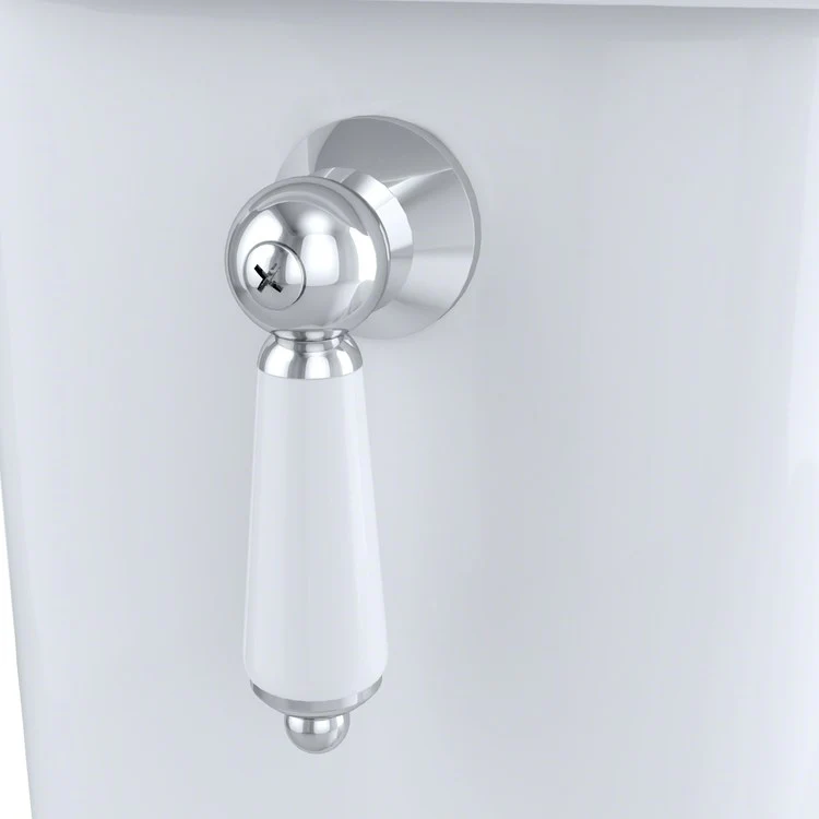 Toilet Eco Dartmouth 2 Pieces Close Coupled Universal Height Cotton Elongated ADA 32-1/2 Inch 1.28 Gallons per Flush Left Hand Chrome Less Seat