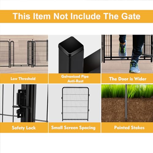 Tall Garden Fence, 32 in(H) 8 Panels Dog Fence Outdoor for Yard. Wide Door Low Threshold Total 17.7 Ft(L)