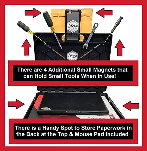 The OmniShelf Magnetic Portable Workstation + Toolbox, Computer & Laptop Stand, Multimeter Case, Utility Shelf w/ 40 lb Capacity