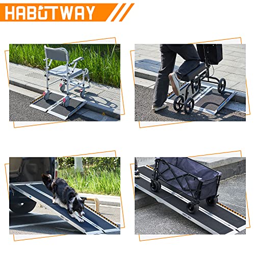 HABUTWAY 6ft Wheelchair Ramp, Portable Wheelchair Ramp with Support Legs, Double Non-skid Ramp Hold Up to 800Lbs, Threshold Ramp for Home,Stairs