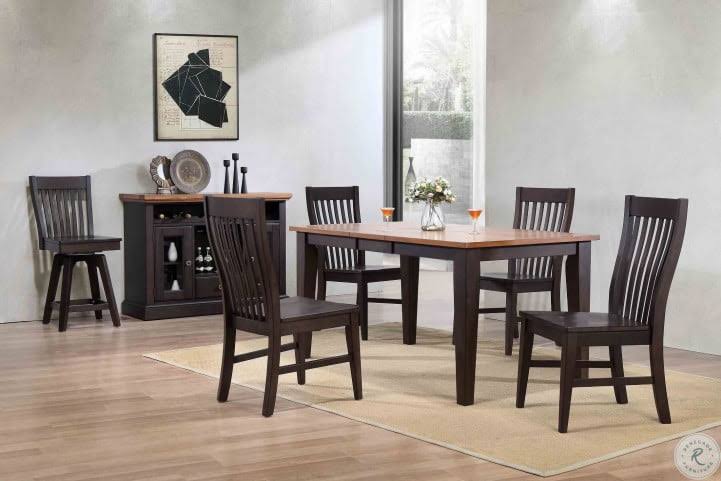 Eci Furniture Choices Black Oak Counter Stool with Slat Back Set of 2