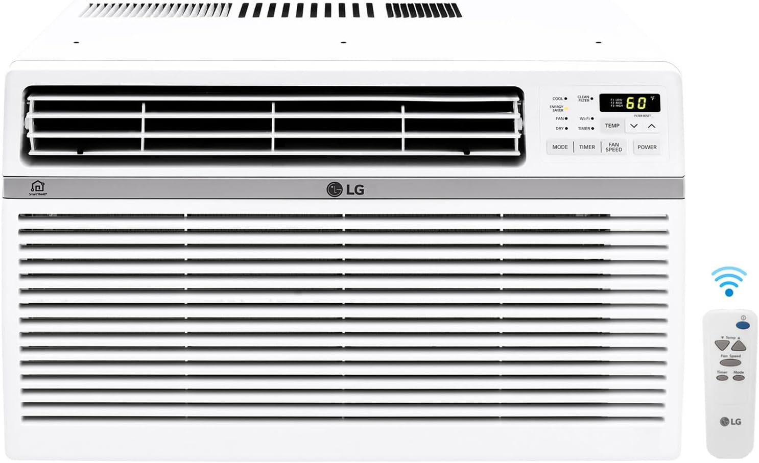 LG 24,500 BTU Smart Window Air Conditioner, 230/208V, Cools Room up to 1560 Sq. Ft. for Bedrooms, Living Room, Apartments, with Remote, 3 Fan Speeds