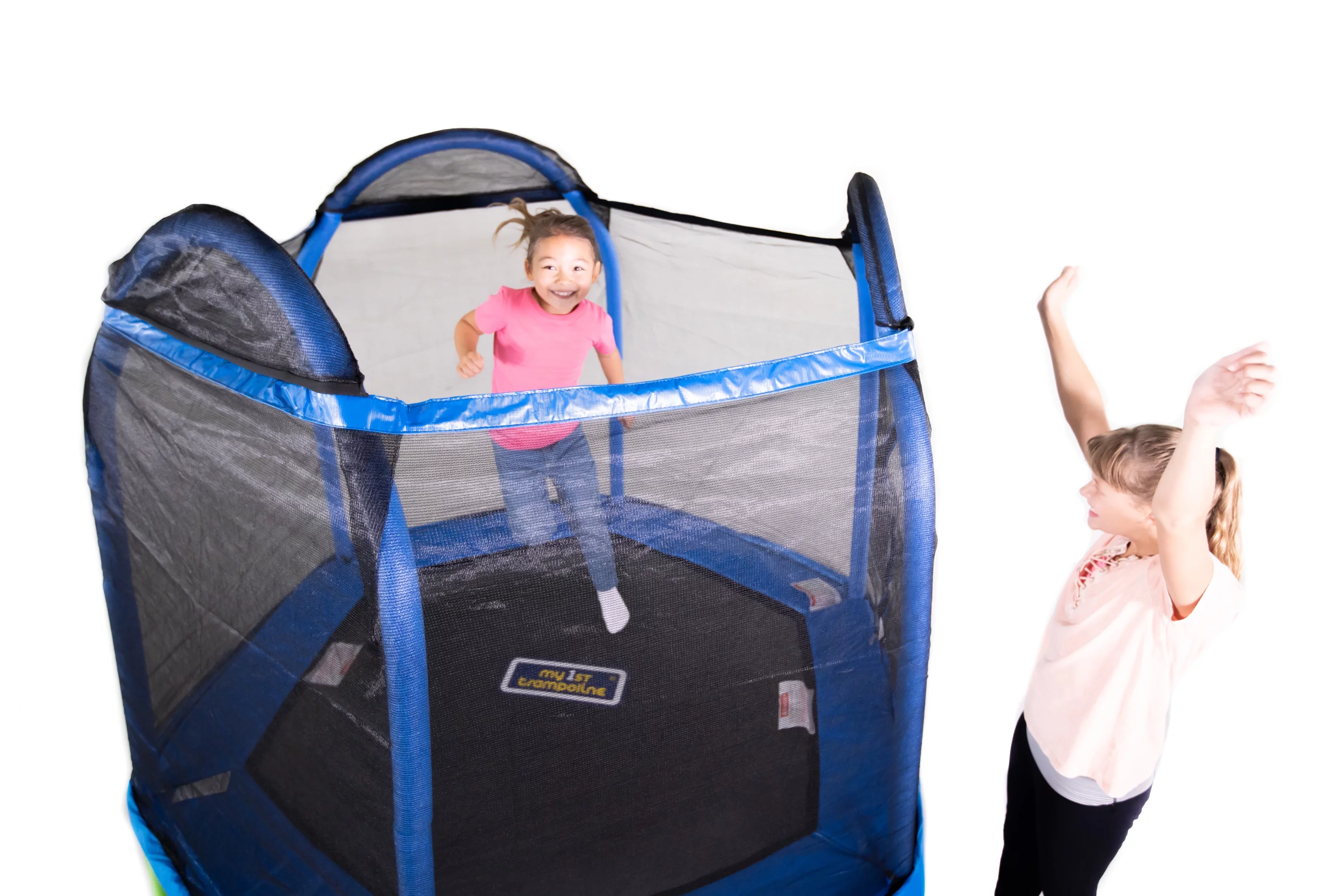 Bounce Pro 7-Foot My First Trampoline Hexagon (Ages 3-10) for Kids, Blue/Green