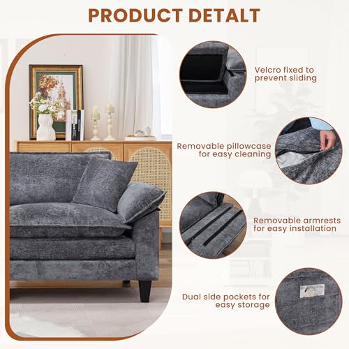 Loveseat Sofa for Living Room, 83" Cloud Loveseat Sofa, Chenille Fabric Sofa Couch with Double Cushion
