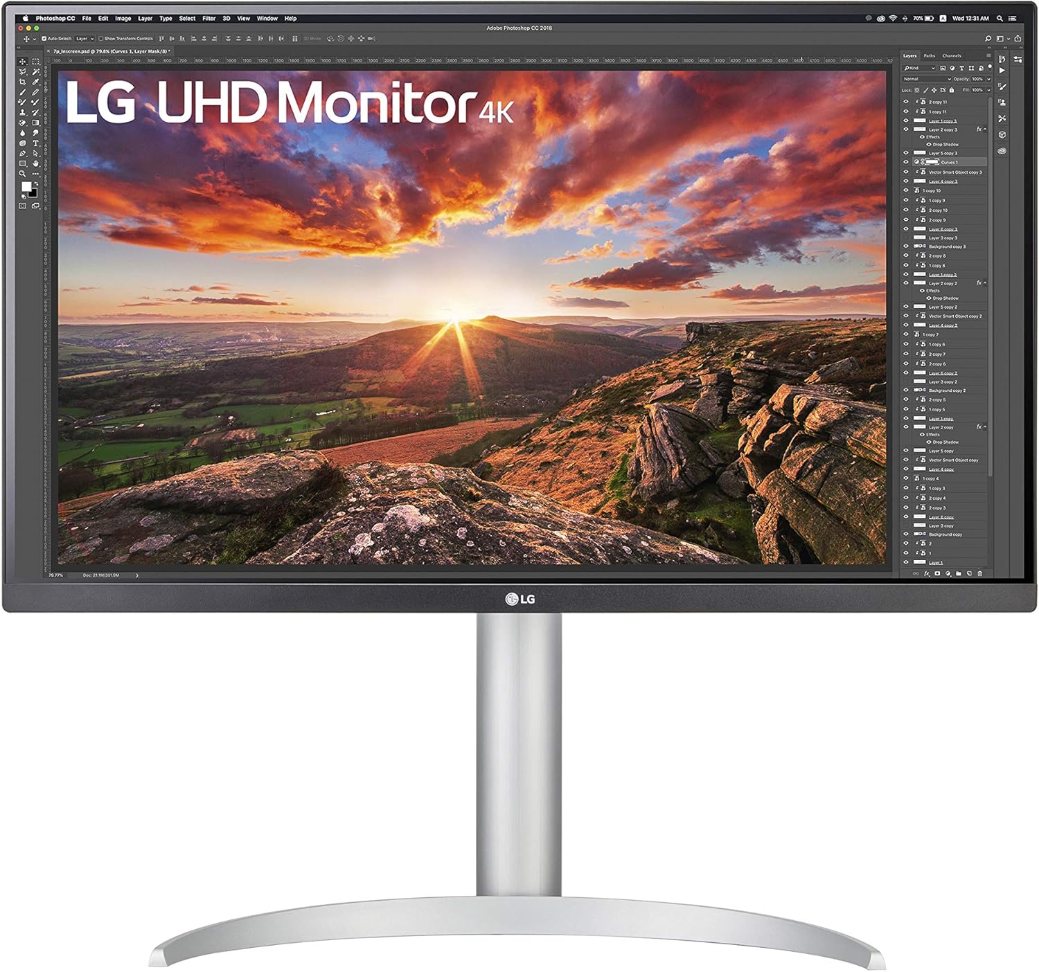 LG 27UP850-W Monitor 27” UHD (3840 x 2160) IPS Display, VESA DisplayHDR 400, DCI-P3 95% Color Gamut, USB-C,3-Side Virtually Borderless Display
