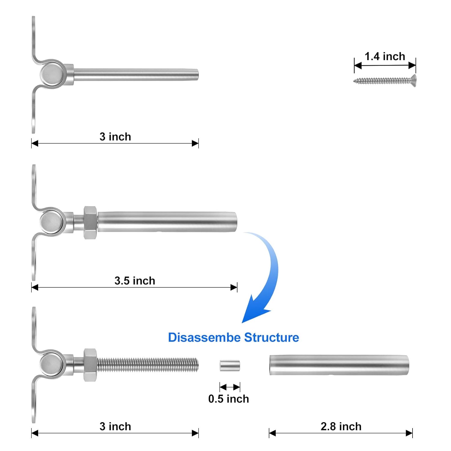 [Patent Design]CKE 2022 10 Set T316 Marine Grade Stainless Steel Invisible 180&deg