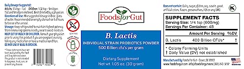 Bifidobacterium Lactis Probiotic Powder 500 Billion cfu's | Digestive & Immune Support | High Potency | B. Lactis (60 Grams)