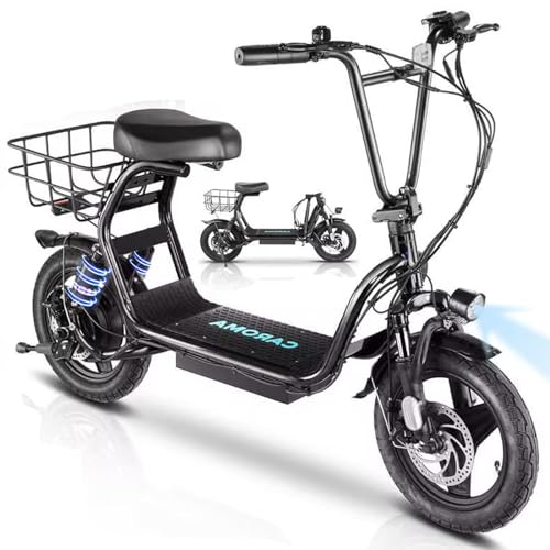 Caroma Peak 500W/800W/1200W Electric Scooter with Seat for Adults,up to 30 Miles&20MPH, 14" Fat Tire