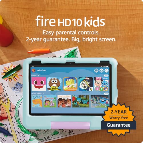 Amazon Fire HD 10 Kids tablet (newest model) ages 3-7 | Bright 10.1" HD screen with included ad-free and exclusive content, robust parental controls
