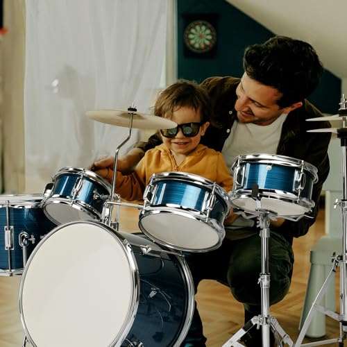 Ktaxon 5-Piece Complete Junior Drums Set, 14 Inch Beginners Drum Kit with Throne Stool, Pedal & Drumsticks, Kids Drums Musical Instruments W/Cymbal