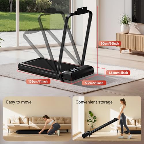 12% Incline Walking Pad Treadmills for Home and Office, 3-in-1 Folding Treadmill, Portable Under Desk Treadmill with 2.5 HP Quiet Brushless
