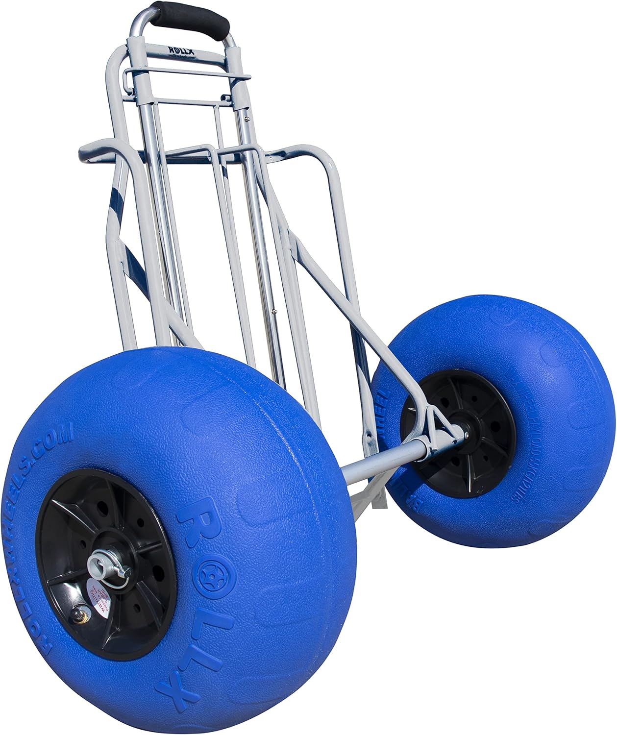 Folding Beach Cart with Balloon Wheels, Rolling Cooler Dolly with 12 Inch Large Sand and Beach Tires (Orange)