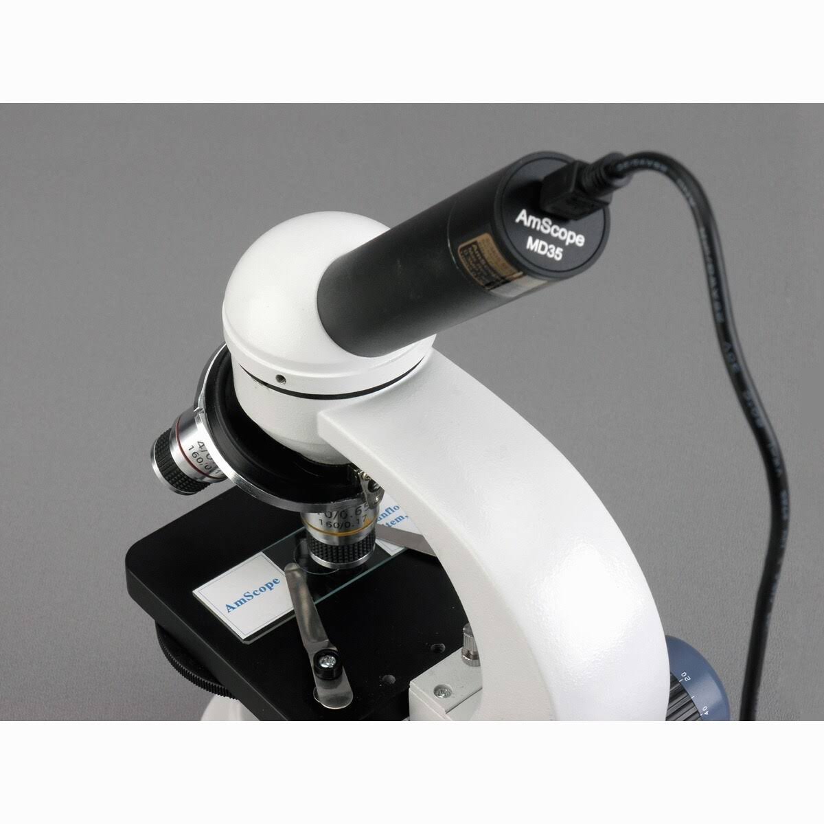 Amscope 40X-1000X Biology Science Metal Glass Student Microscope with USB Digital Camera