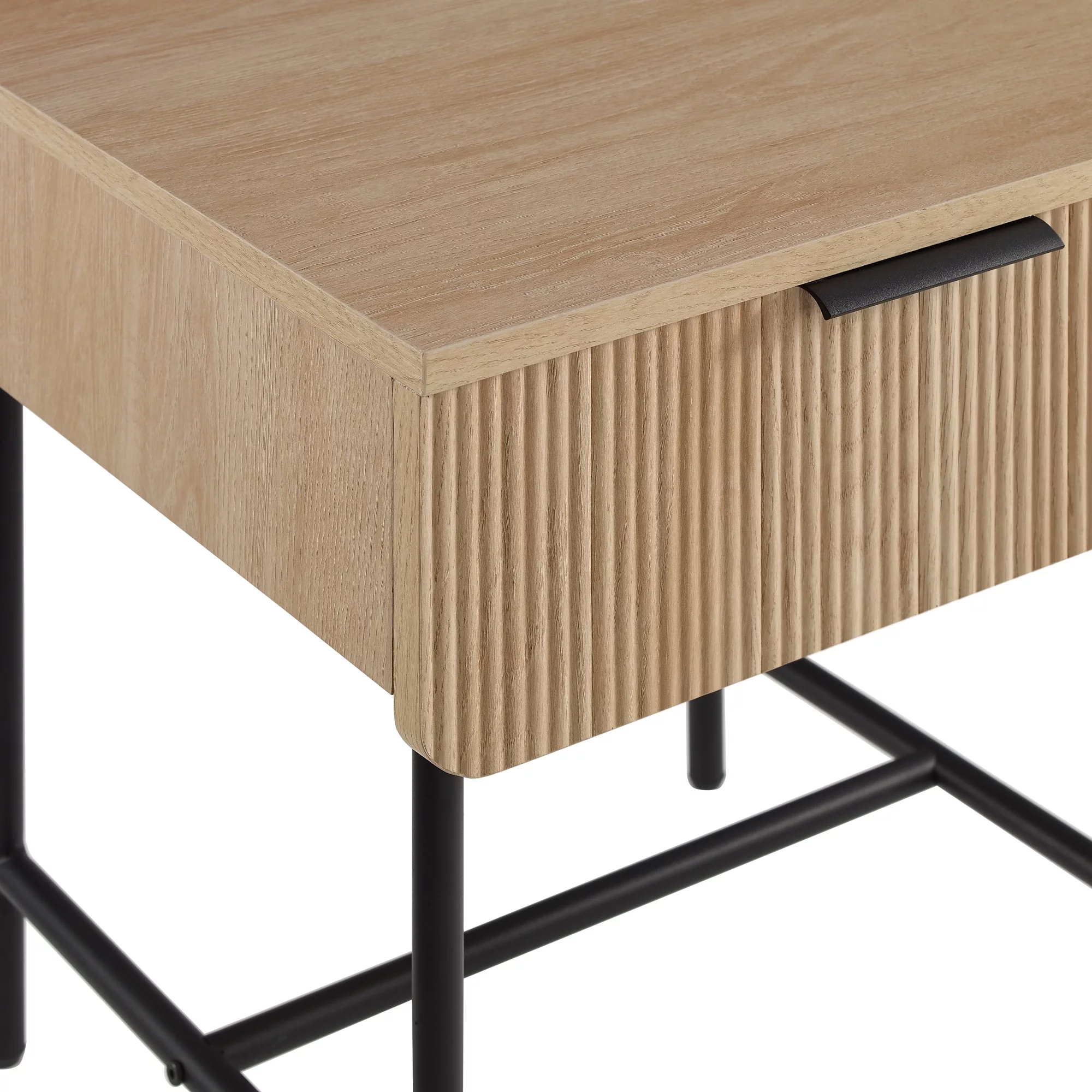 Walker Edison 18.5" Reeded 1-Drawer Side Table - Coastal Oak/ Black