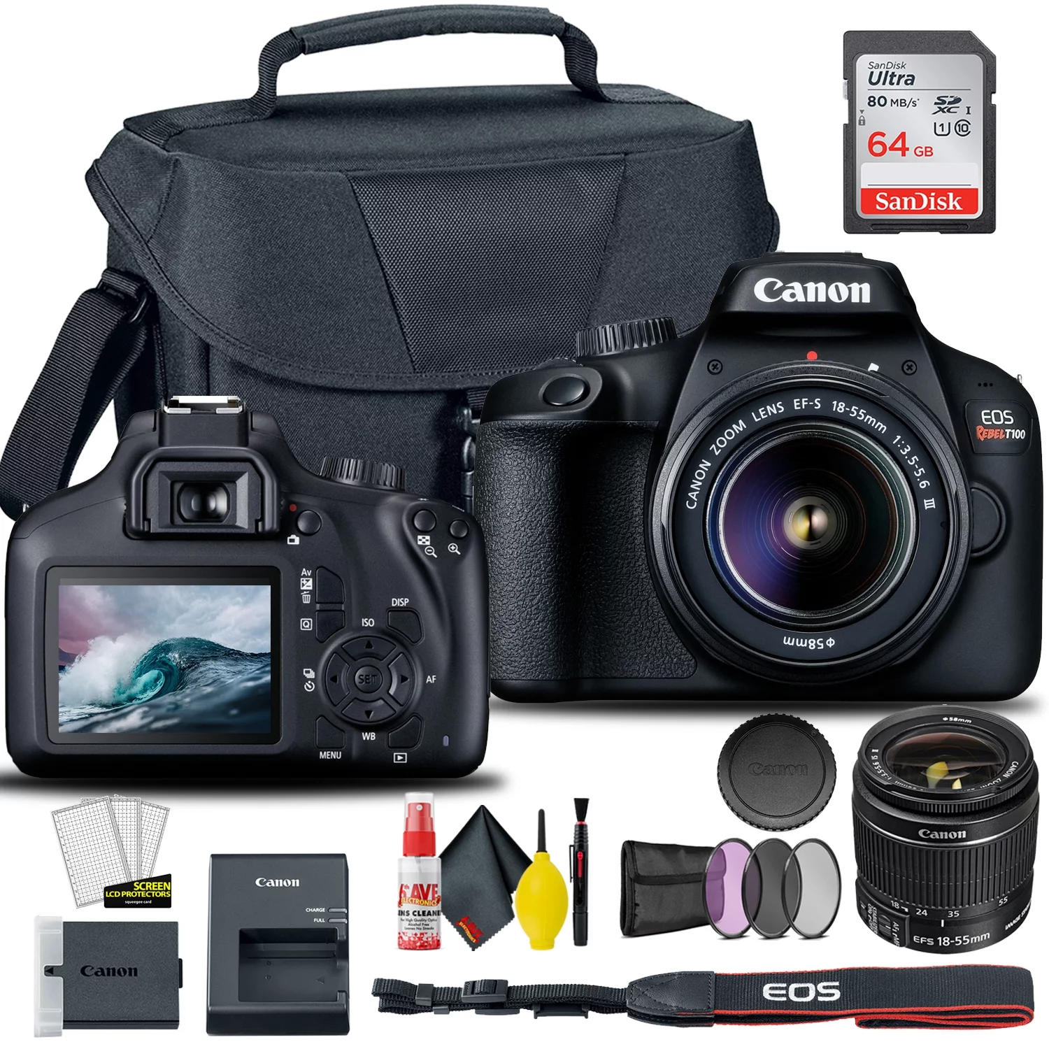 Canon EOS 4000D / Rebel T100 DSLR Camera with 18-55mm Lens + Creative Filter Set