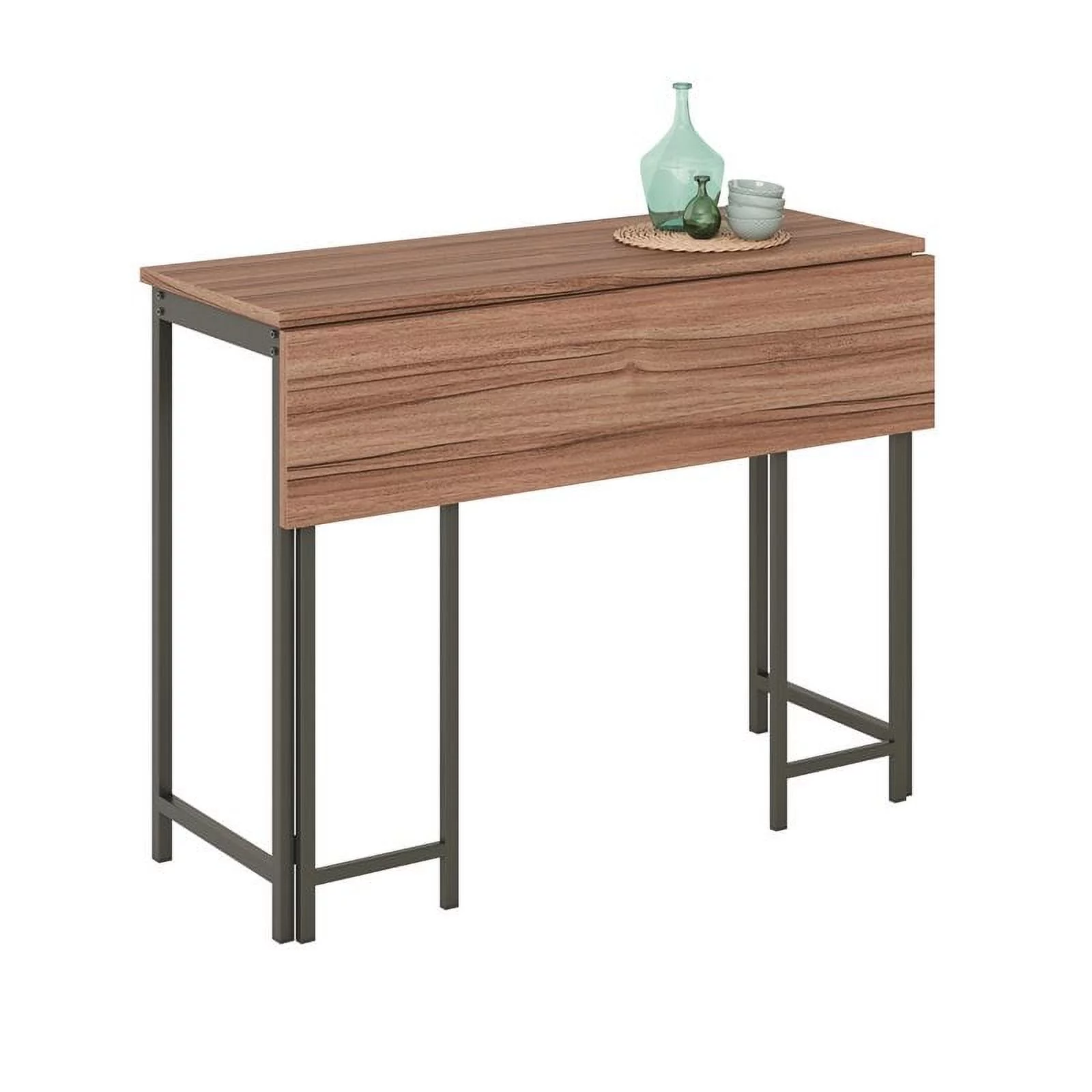 Sauder North Avenue Engineered Wood Table with Drop Leaf in Sindoori Mango/Brown