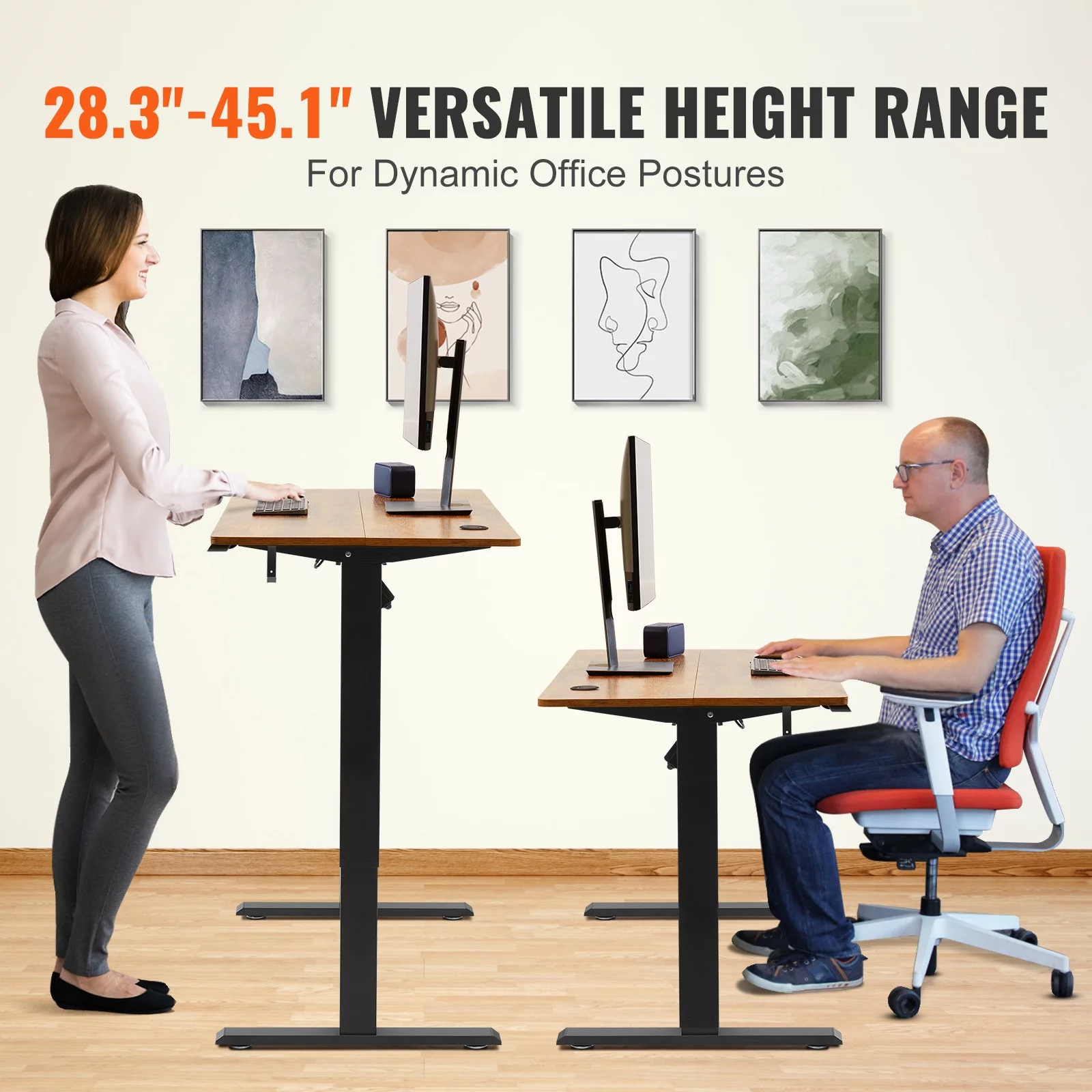 SKYSHALO 47.2" x 23.6" Adjustable Height Standing Desk Electric for Home & Office