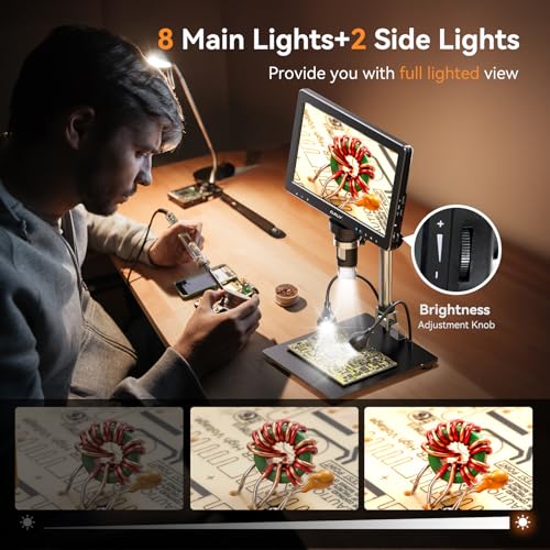Elikliv EDM9 Max Digital Microscope: 20MP 10.1" 1500X HD IPS HDMI Coin Microscope Magnifier for Error Coins with Screen & Light