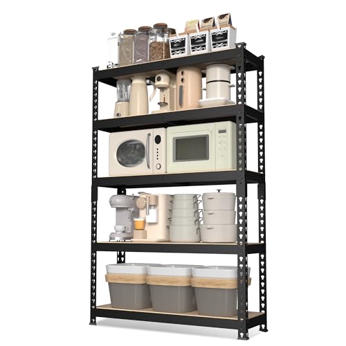 WORKPRO 5-Tier Metal Shelving Unit, 48”W x 24”D x 72”H, Heavy Duty Adjustable Storage Rack, 4000 lbs Load Capacity (Total), for Garage, Basement