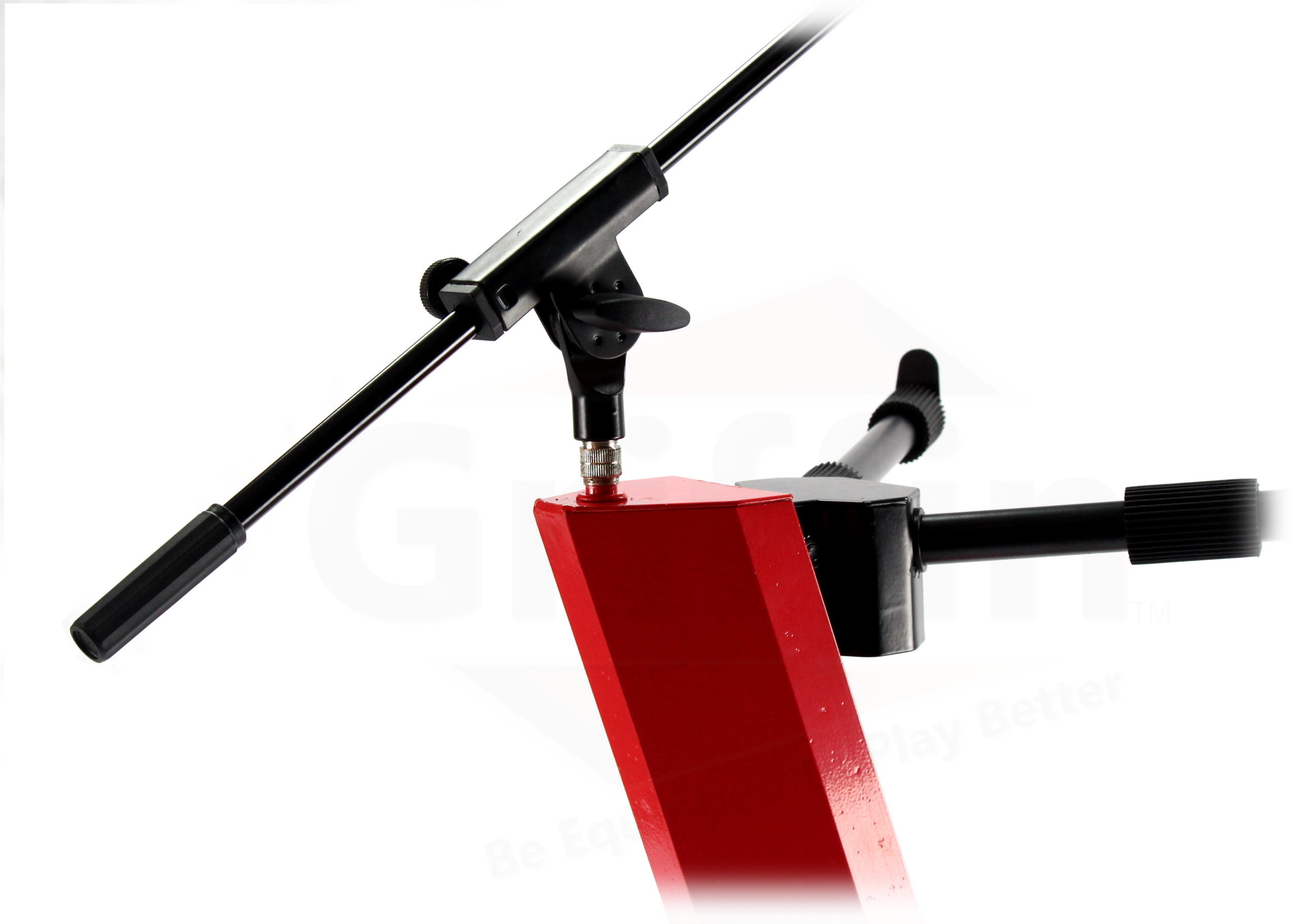 2-Tier Column Keyboard Stand with Mic Boom Arm by Griffin Double Sliding Multi Mounting Platform Red Stage Tower Rack Holder for Digital Piano