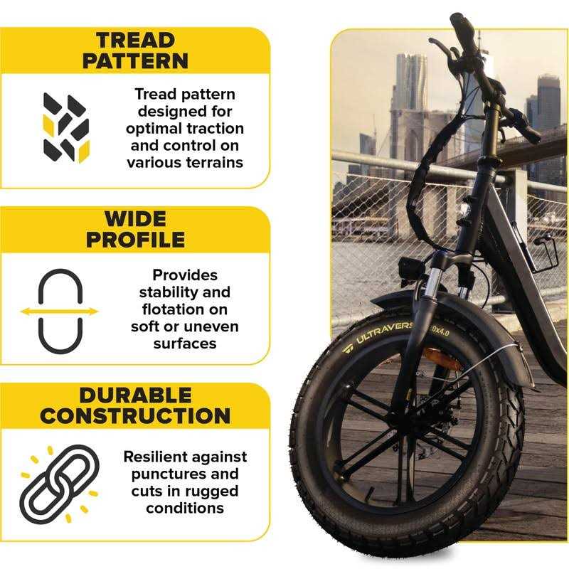 ULTRAVERSE 20x4 E-Bike Fat Tire Robust, High-Performance 20inch Fat Tire for MTB and Ebikes - Sports Supplies Online Store