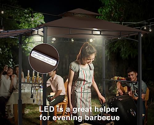 ABCCANOPY 8x5 Grill Gazebo - Outdoor BBQ Canopy Shelter with Led Light for Patio Backyard Grilling (Dark Gray)